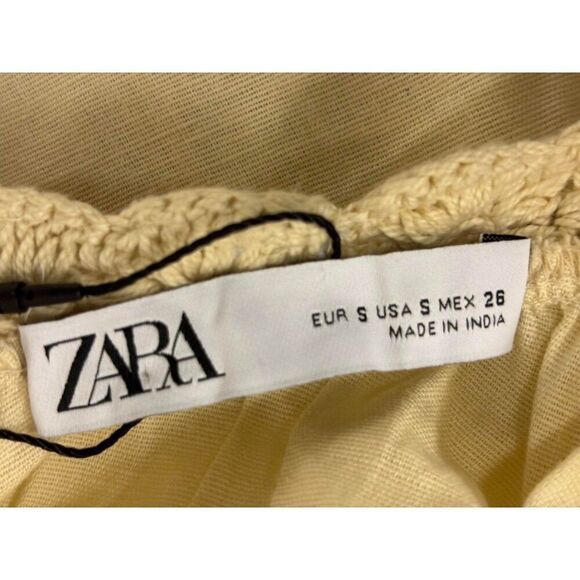 Zara Womens Embroidered Dress Size S Beige Ivory Crochet Floral 6895/003 NWT - Picture 7 of 16